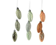 PENDENTI PIGNE VERDE/AMBRA 3 PZ GLITTER OPACO LUCIDO ASSORTITO