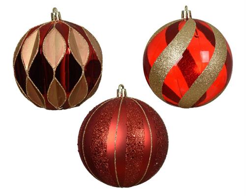PALLINA ROSSA / ORO GLITTER 10 CM 1 PZ ASSORTITO