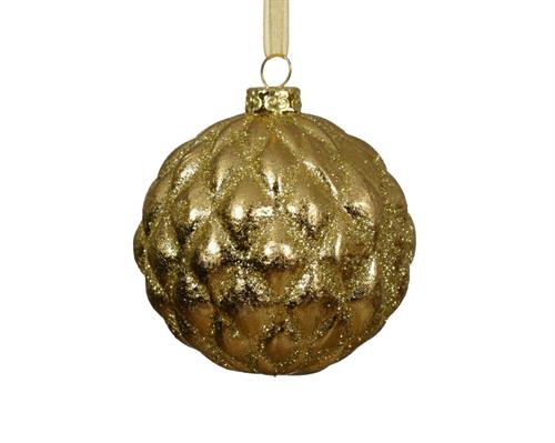 PALLINA DI NATALE INFRANGIBILE ORO GLITTER 8 CM
