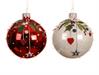PALLINA DI NATALE ROSSA/BIANCA DECORO AGRIfOGLIO BACCHE  8 CM
