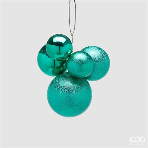 PALLINE DI NATALE GRAPPOLO VERDE SMERALDO 5PZ