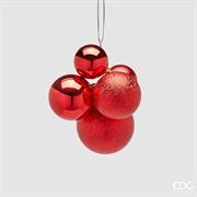 PALLINE DI NATALE GRAPPOLO ROSSE 5PZ