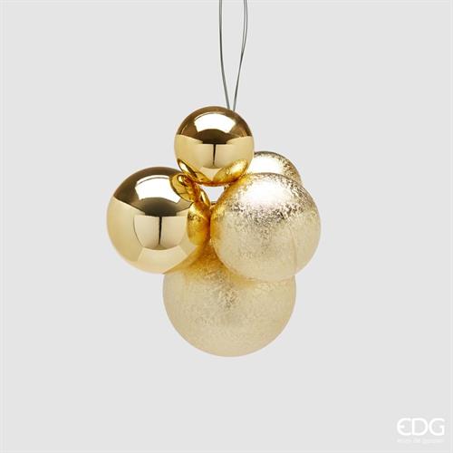 PALLINE DI NATALE GRAPPOLO ORO 5PZ