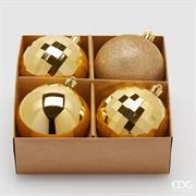 PALLINE DI NATALE ORO GLITTER / LUCIDE 4 PZ 10 CM