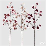 RAMO CORNUS FOGLIE VELLUTO ROSA / BIANCHE H.90 CM