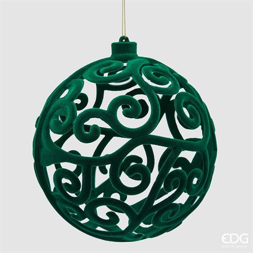 PALLINA DI NATALE DECORATA VELLUTO VERDE 15 CM