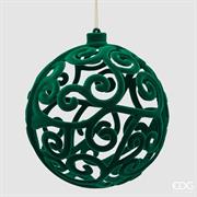 PALLINA DI NATALE DECORATA VELLUTO VERDE 15 CM