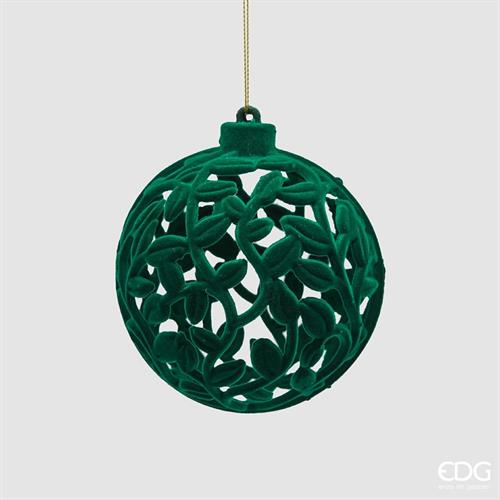 PALLINA DI NATALE IN VELLUTO VERDE DECORATA 10 CM