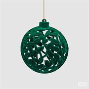 PALLINA DI NATALE IN VELLUTO VERDE DECORATA 10 CM