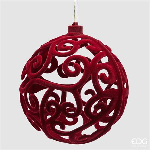 PALLINA DI NATALE ROSSO SCURO IN VELLUTO 15 CM