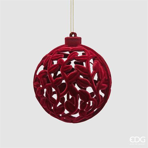 PALLINA DI NATALE IN VELLUTO ROSSO SCURO 10 CM