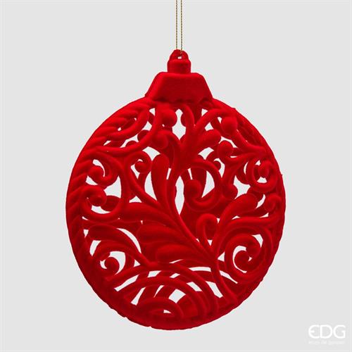 PENDENTE NATALIZIO MEDAGLIONE IN VELLUTO ROSSO 15 CM