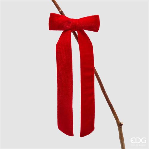 FIOCCO IN VELLUTO ROSSO CON CLIP H.30X13 CM