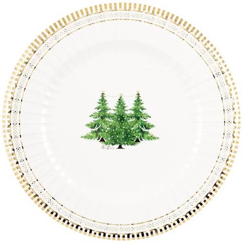 SOTTOPIATTI NATALIZI DECORO ALBERO DI NATALE BORDO ORO 33CM 6PZ