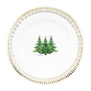 PIATTI NATALIZI DECORO ALBERI DI NATALE BORDO ORO 27CM 8PZ