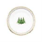 PIATTI NATALIZI DECORO ALBERI DI NATALE BORDO ORO 21CM 8PZ