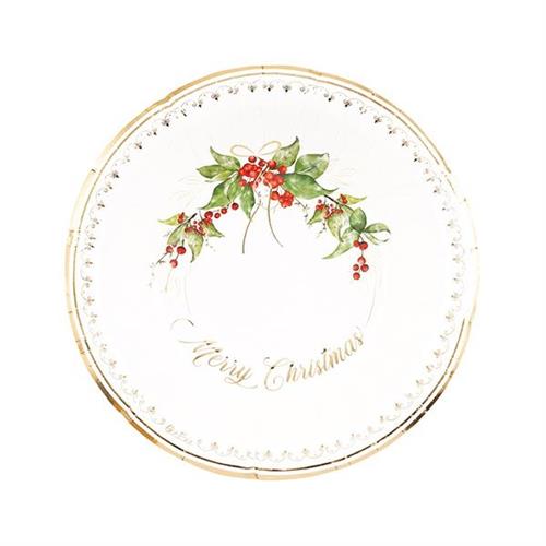 PIATTI CHRISTMAS GARLAND BORDO ORO 24 CM 8 PZ