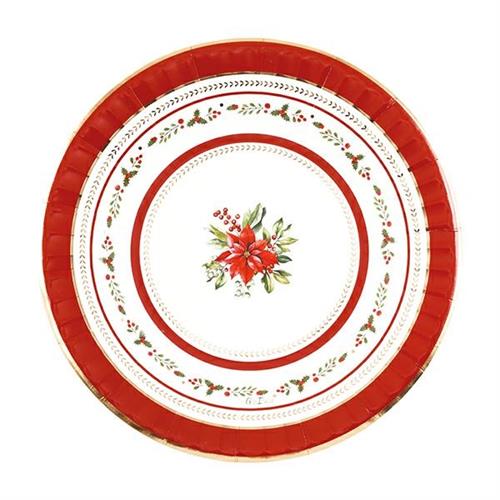 PIATTI NATALIZI RED ROYAL 27 CM 8 PZ