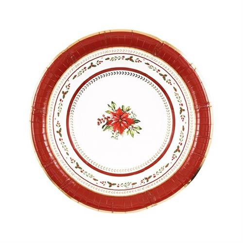 PIATTI NATALIZI RED ROYAL 24 CM 8 PZ