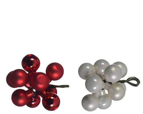 PALLINE DI NATALE A GRAPPOLO BIANCO ROSSO 10 PZ