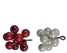 PALLINE DI NATALE A GRAPPOLO BIANCO ROSSO 10 PZ