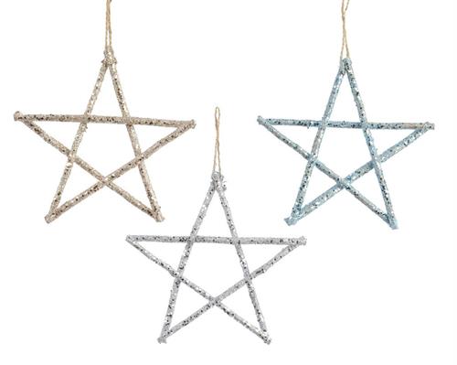 DECORAZIONE PENDENTE NATALIZIO STELLA IN LEGNO 3X25X25CM COL.ASS