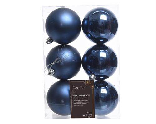 PALLINE DI NATALE BLU NOTTE 8 CM CONFEZIONE 6 PZ
