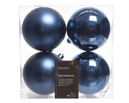 PALLINE NATALIZIE BLU NOTTE LUCIDE E OPACHE 10 CM BOX DA 4 PZ