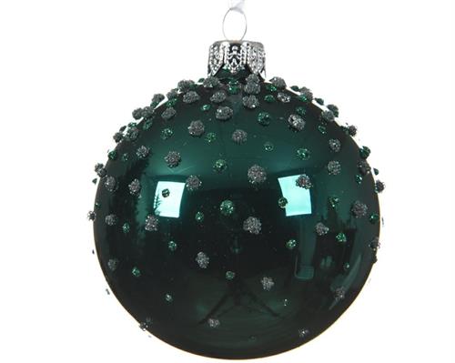 PALLINA DI NATALE VERDE DECORATA 8 CM