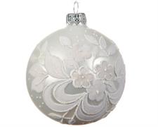PALLINA DI NATALE BIANCA DECORATA 8 CM