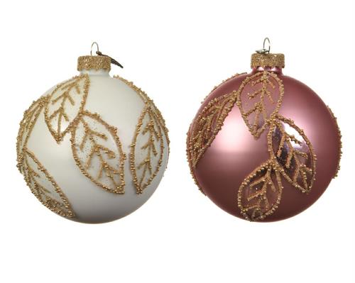 PALLINA DI NATALE DECORATA ROSA ORO 8 CM