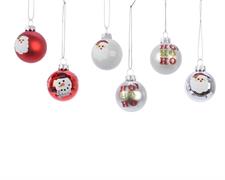 PALLINE DI NATALE ROSSO BIANCO 4,5 CM 6 ASSORTITE