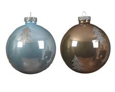 PALLINE DI NATALE MARRONE CELESTE DECORATE 2 ASS.