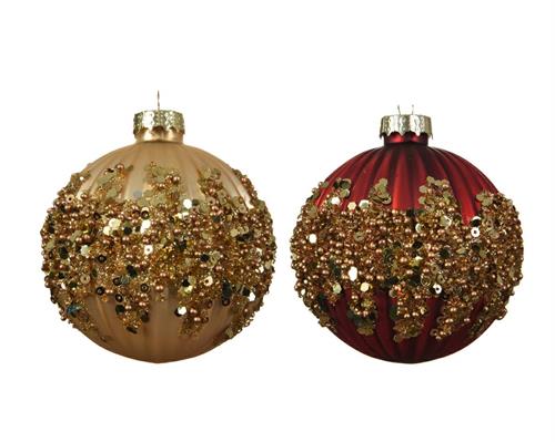 PALLINA DI NATALE ROSSO/ORO DECORATA