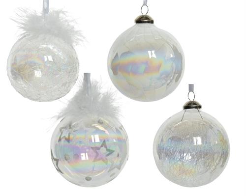 PALLINA DI NATALE BIANCA IRIDESCENTE 8 CM