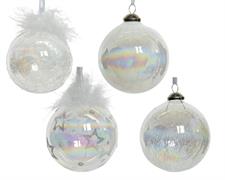 PALLINA DI NATALE BIANCA IRIDESCENTE 8 CM
