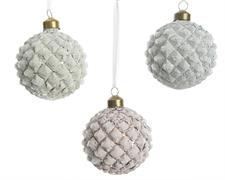 PALLINA DI NATALE DECORATA 3 COLORI ASSORTITI 10 CM