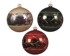 PALLINA DI NATALE DECORATA 10 CM 3 COLORI ASS