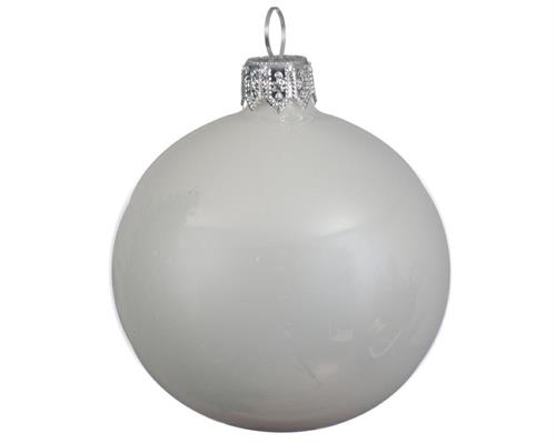 PALLINE PER ALBERO IN VETRO BIANCO 6CM BOX DA 6