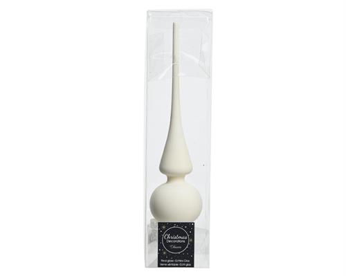 PUNTALE PER ALBERO DI NATALE VETRO 6X26CM BIANCO OPACO