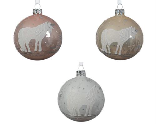 PALLINA DI NATALE DECORO UNICORNO 3 COLORI ASS.
