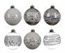 PALLINE DI NATALE BIANCHE ARGENTO DECORATE 8 CM 6 ASS.