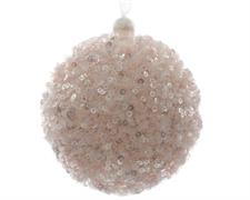 PALLINA DI NATALE ROSA CIPRIA CON PAILLETTES 8 CM