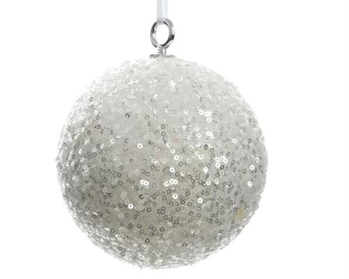 PALLINA DI NATALE BRILLANTINATA BIANCA 30 CM