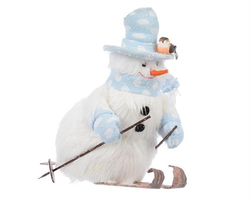 PUPAZZO DI NEVE CON CAPPELLO E SCIARPA CELESTE