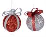 PALLINE DI NATALE DECORO FIOCCO ROSSO-ARGENTO