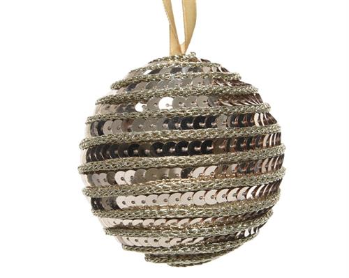 PALLINA DI NATALE DECORATA CON PAILLETTES ORO CHAMPAGNE