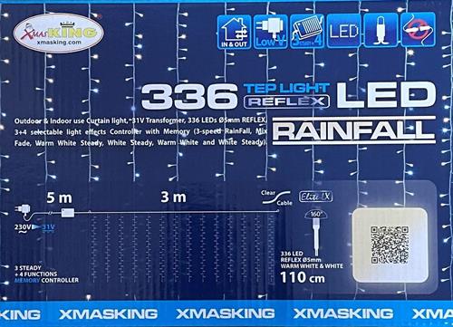 TENDA RAINFALL 336 LED CLASSIC E BIANCO 5MM CONTROLLER 4G+3 LUCE