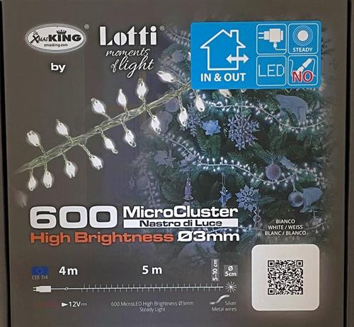 LUCI DI NATALE CLUSTER 600 MICROLED BIANCO FREDDO