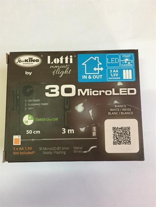 LUCI DI NATALE A BATTERIA 30 MICROLED BIANCO CALDO